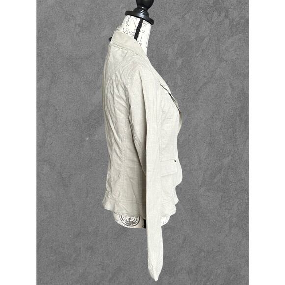 Lafayette 148 NY Khaki Textured Canvas Blazer Size 4 - Picture 2 of 8